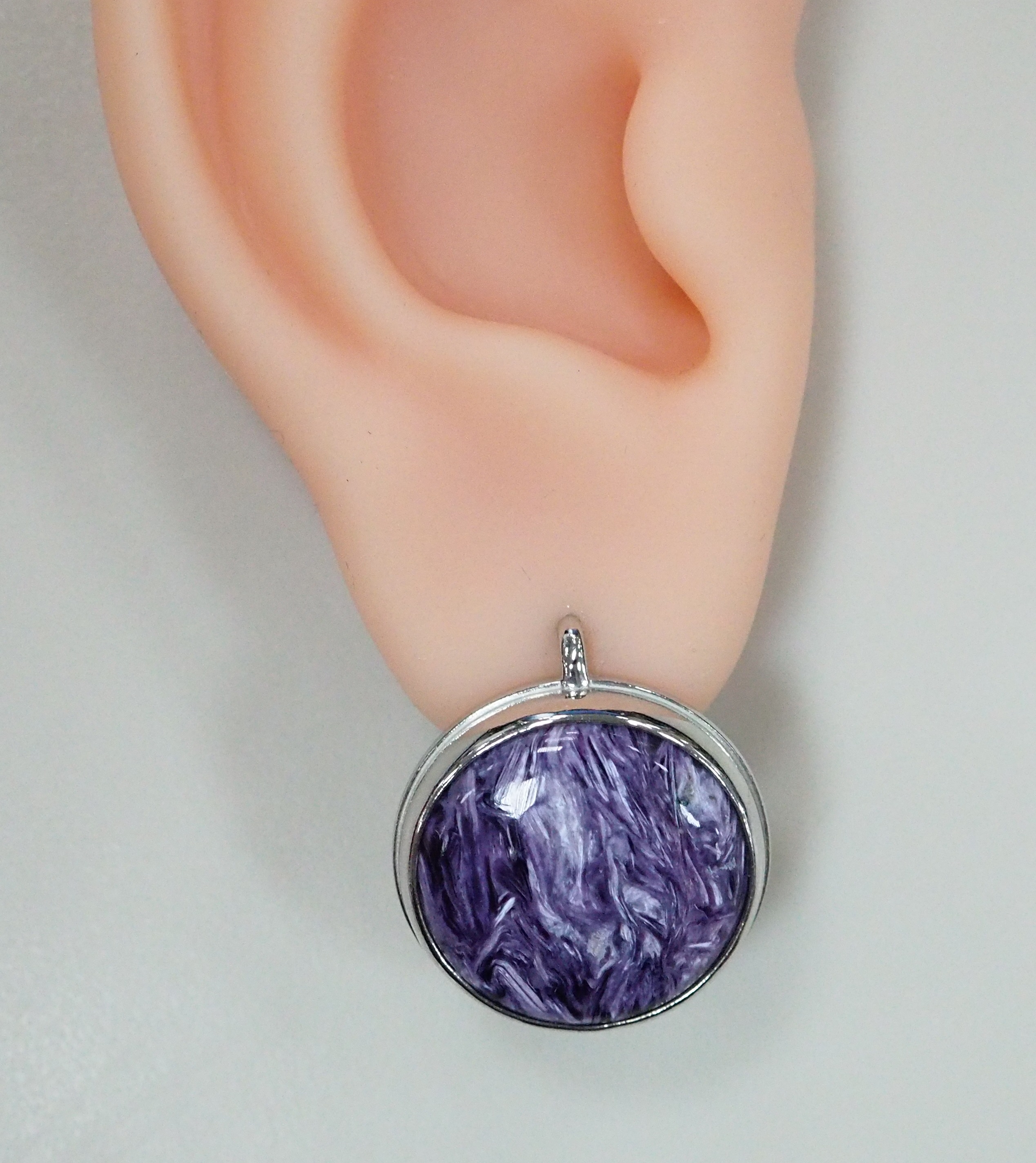 Серебряные серьги с чароитами